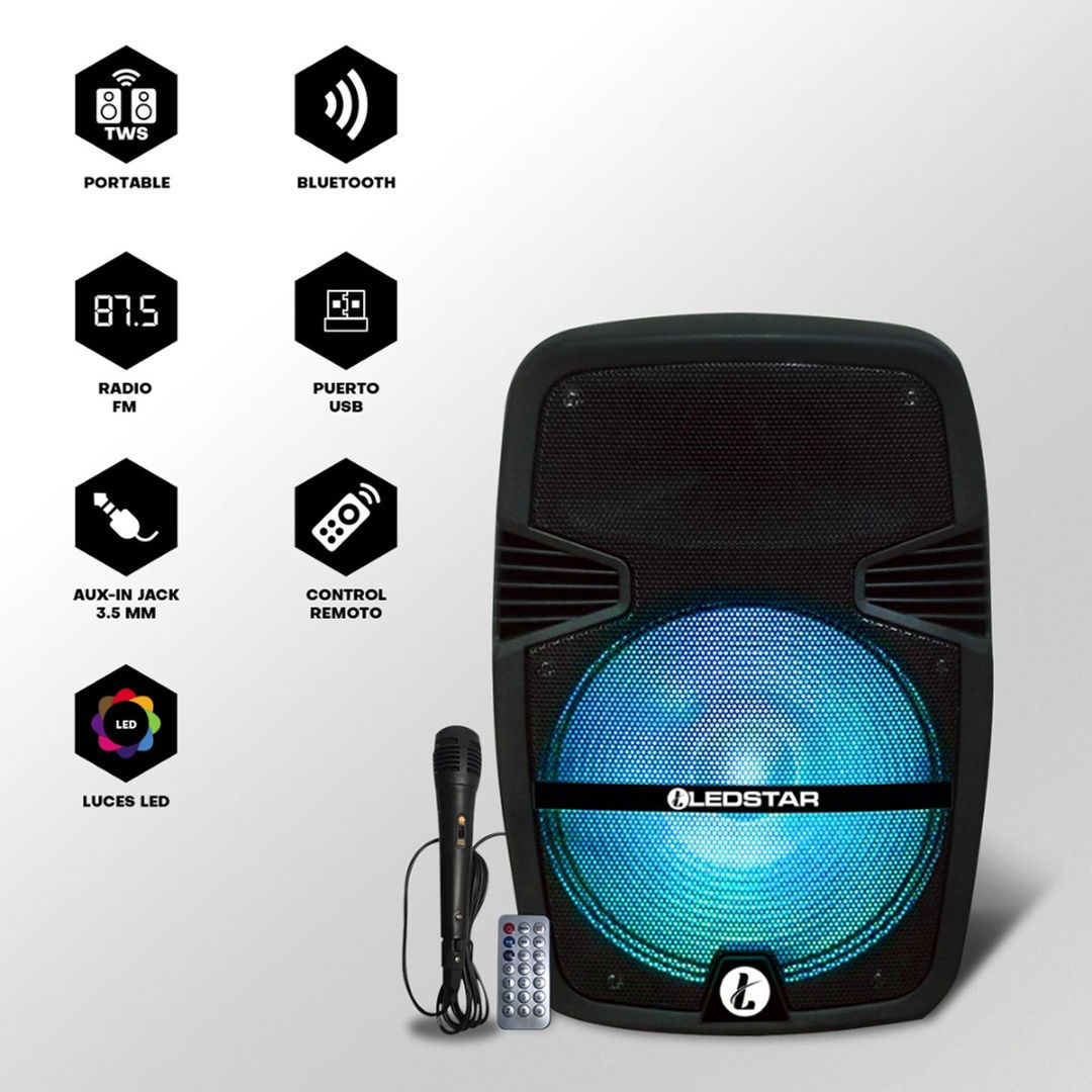 Parlante Ledstar BEAT 15" Bluetooth - Imagen 2